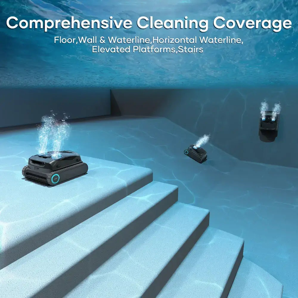 Aiper - Scuba X1 Pro: Adaptive Robotic Pool Cleaner, Max Coverage Ultra-Fine Filtration, Works with HydroComm Pure, 6,600 GPH - Gray