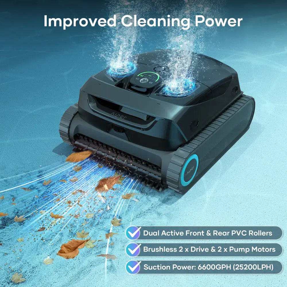 Aiper - Scuba X1 Pro: Adaptive Robotic Pool Cleaner, Max Coverage Ultra-Fine Filtration, Works with HydroComm Pure, 6,600 GPH - Gray