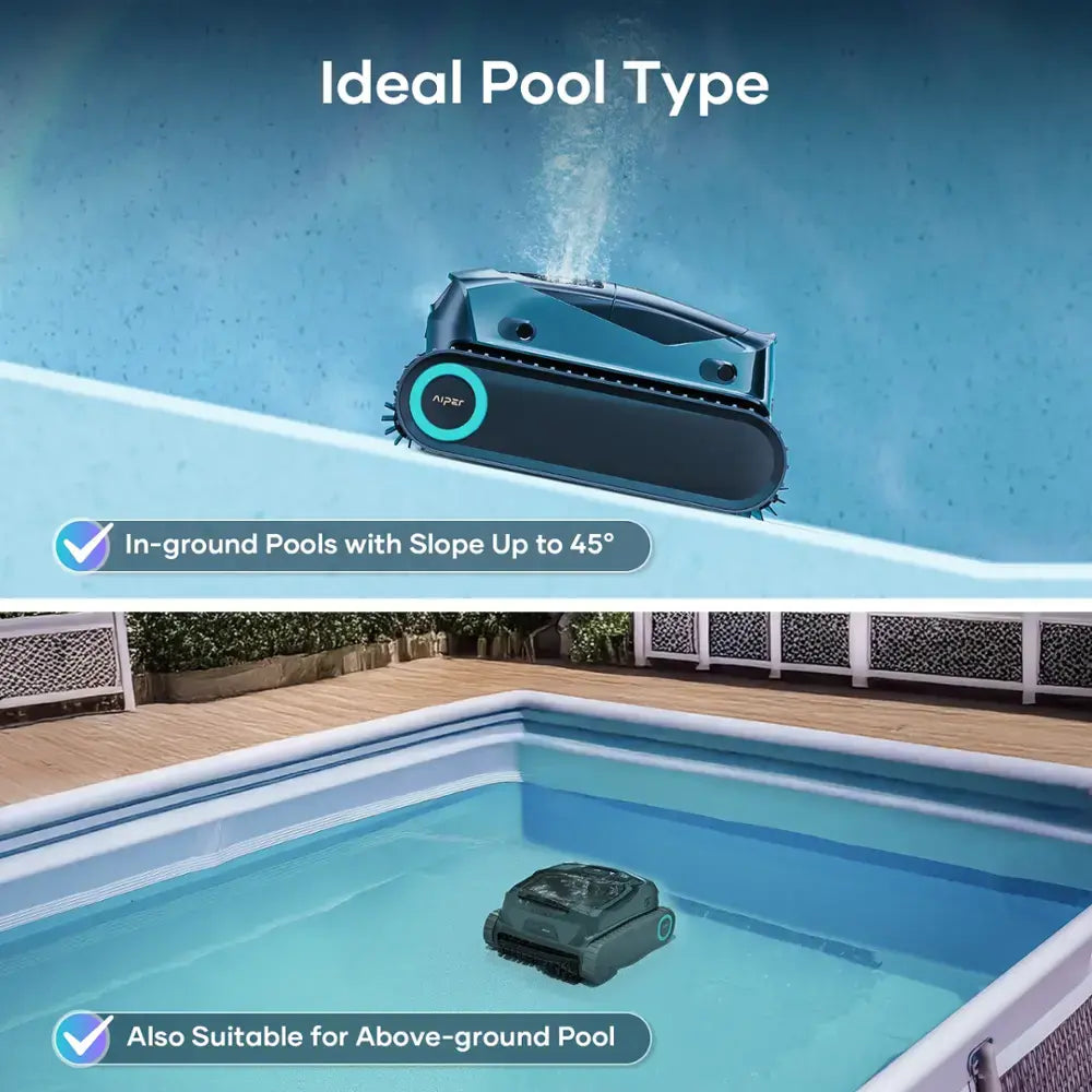 Aiper - Scuba X1 Pro: Adaptive Robotic Pool Cleaner, Max Coverage Ultra-Fine Filtration, Works with HydroComm Pure, 6,600 GPH - Gray