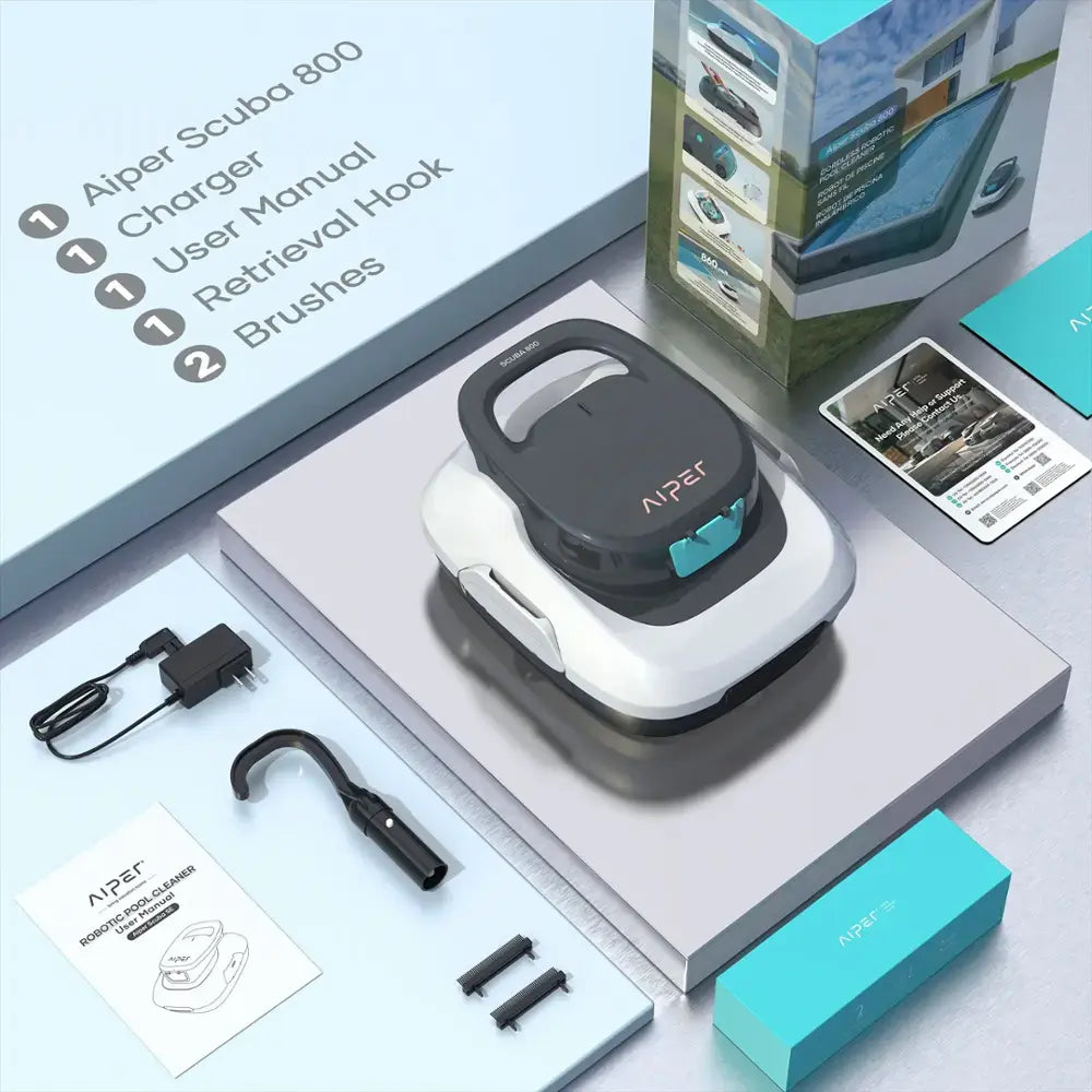 Aiper - Scuba 800 Cordless Robotic Pool Cleaner for Flat Above-Ground Pools up to 860sq.ft, Automatic Pool Vacuum - White