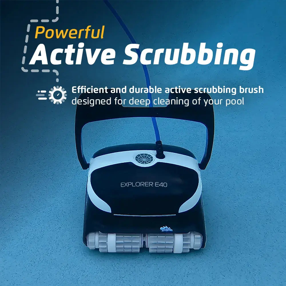 Dolphin - Explorer E40 Automatic Robotic Pool Vacuum Cleaner with Wi-Fi, Wall Climbing Capability, Waterline Scrubber Brush - Wi-Fi Connectivity