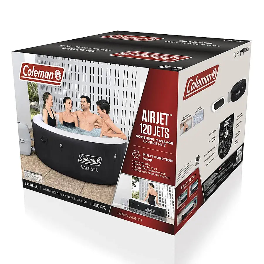 Coleman - 4 Person Portable Inflatable Outdoor Hot Tub - Black