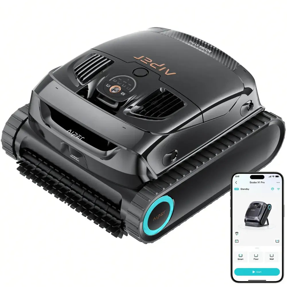 Aiper - Scuba X1 Pro: Adaptive Robotic Pool Cleaner, Max Coverage Ultra-Fine Filtration, Works with HydroComm Pure, 6,600 GPH - Gray
