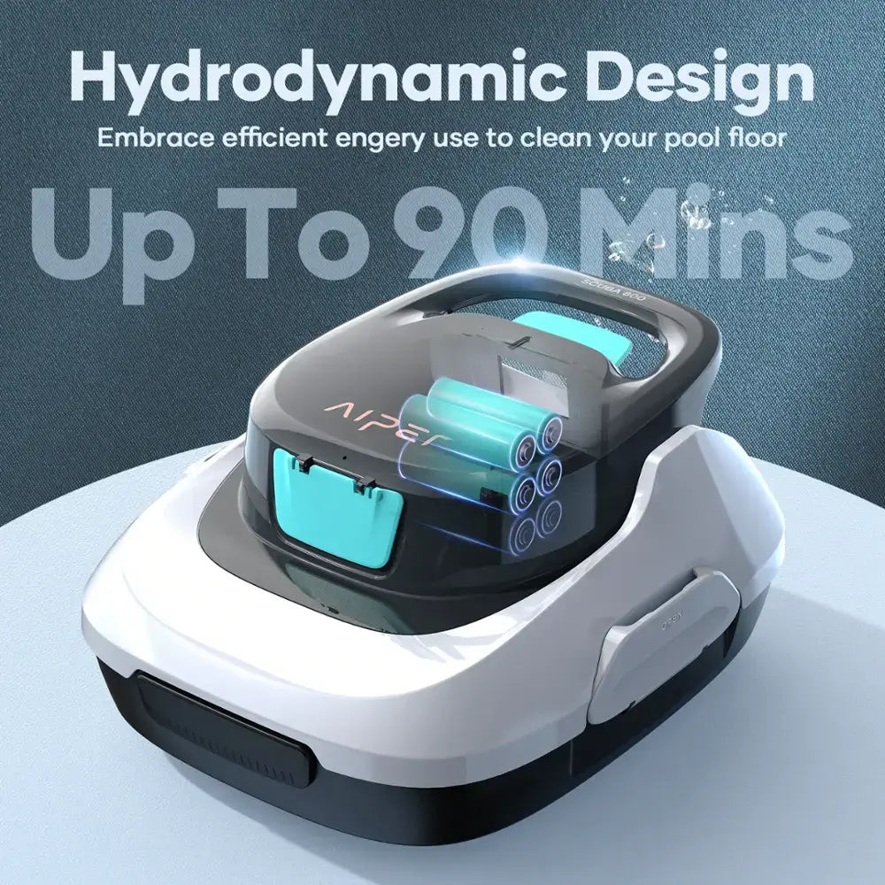 Aiper - Scuba 800 Cordless Robotic Pool Cleaner for Flat Above-Ground Pools up to 860sq.ft, Automatic Pool Vacuum - White