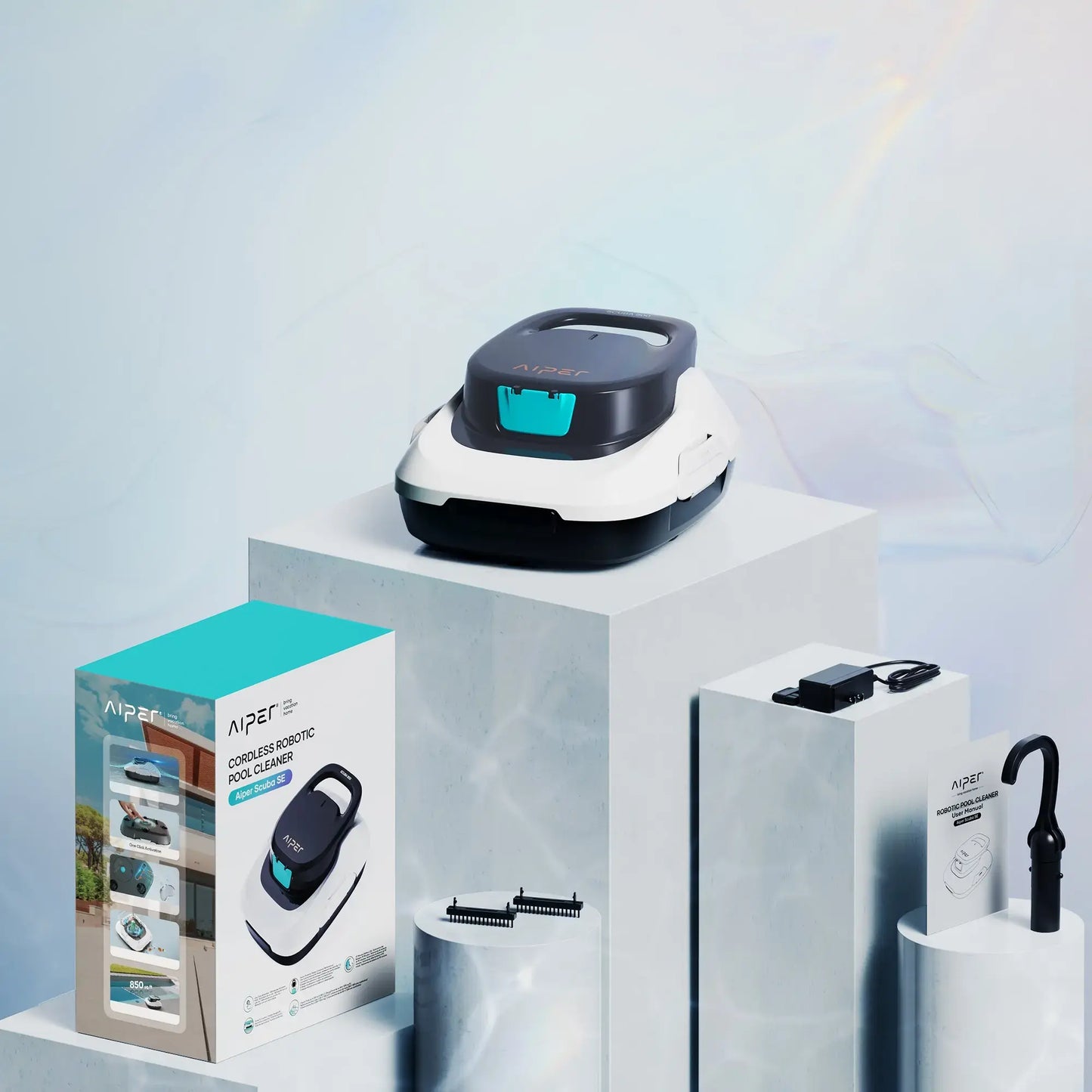 Aiper - Scuba 800 Cordless Robotic Pool Cleaner for Flat Above-Ground Pools up to 860sq.ft, Automatic Pool Vacuum - White