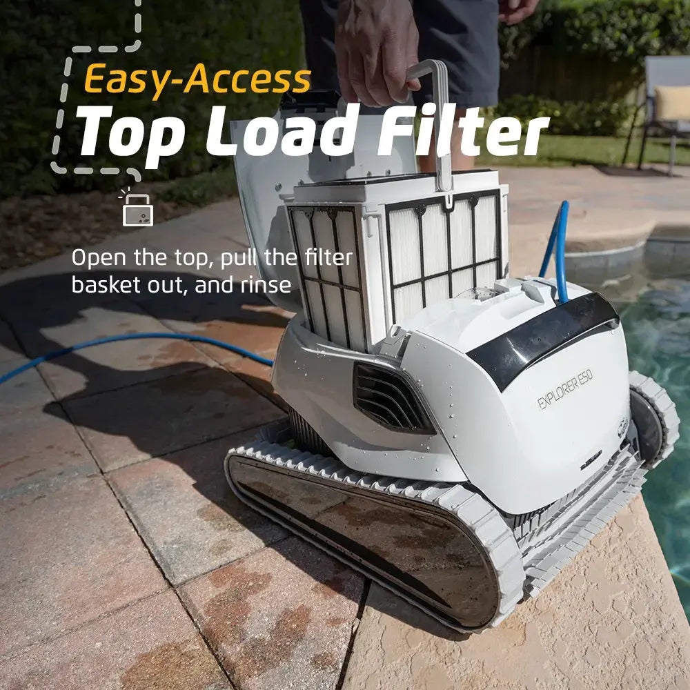 Dolphin - Explorer E50 Wi-Fi Automatic Robotic Pool Vacuum Cleaner, Waterline Scrubber Brush, Ideal for Pools Up to 50ft in Length - Wi-Fi Connectivity