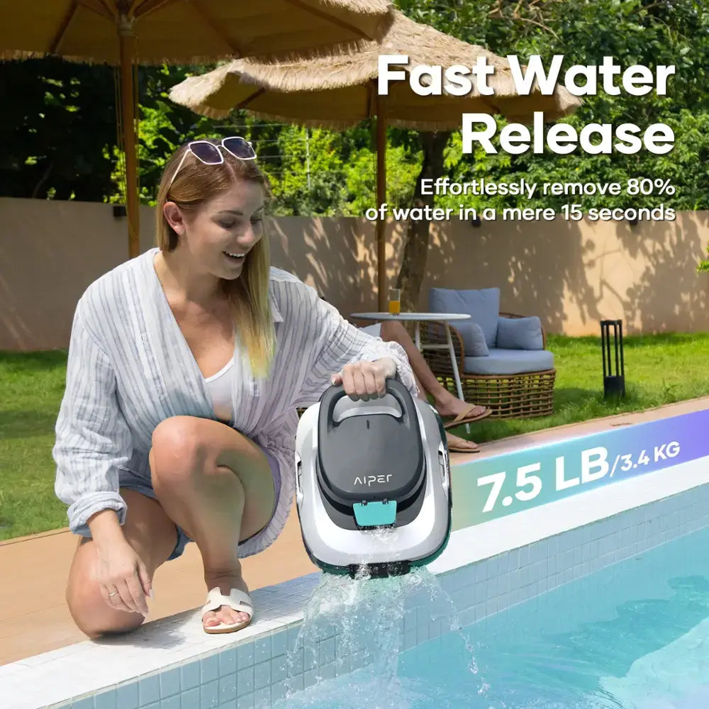 Aiper - Scuba 800 Cordless Robotic Pool Cleaner for Flat Above-Ground Pools up to 860sq.ft, Automatic Pool Vacuum - White