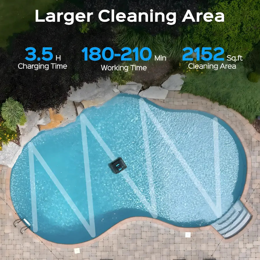 Wybot - C1 Pro Cordless Robotic Pool Cleaner for In-Ground Pools up to 1615sq.ft, Pool Vacuum with Infrared Sensors - Gray