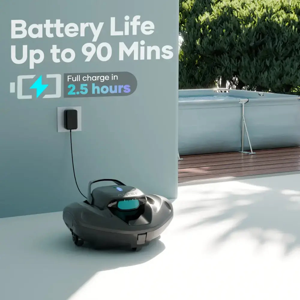 Aiper - SG 800B for Above Ground Pools 860sq.ft, 22GPM Suction Power Cordless Robotic Pool Vacuum - Gray