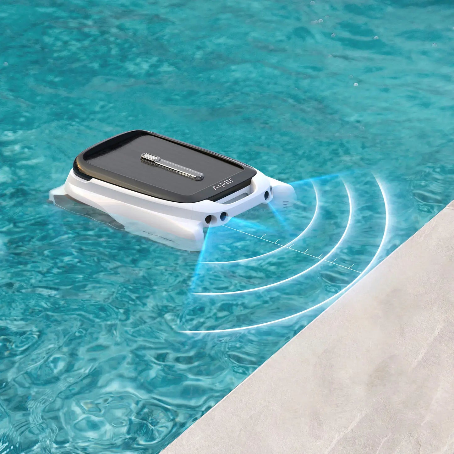 Aiper - Surfer M1 Solar Powered Automatic Robotic Pool Skimmer Cleaner, Lasts 12 Hours, App Control, Ultrasonic Detection - White
