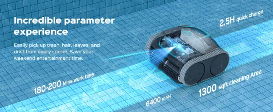 Wybot - S1 Cordless Robotic Pool Cleaner for In-Ground Pools up to 1300sq.ft, Pool Vacuum wiht Infrared Sensors - Gray