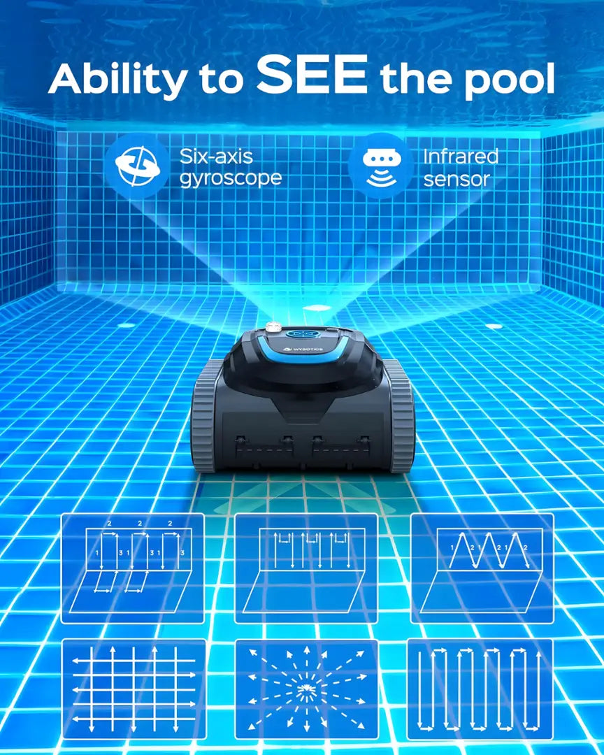 Wybot - S1 Cordless Robotic Pool Cleaner for In-Ground Pools up to 1300sq.ft, Pool Vacuum wiht Infrared Sensors - Gray