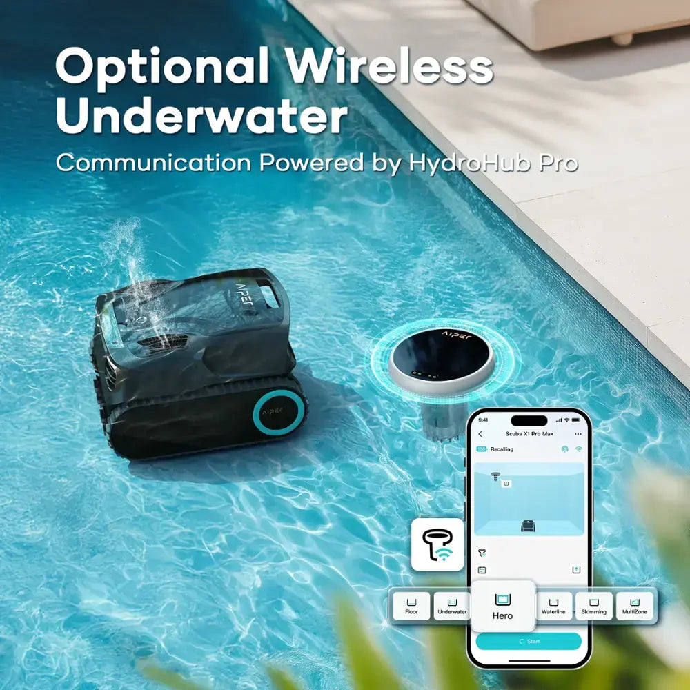 Aiper - Scuba X1 Pro Max: All-in-One Robotic Pool Cleaner with FlexiPath™ 2.0, OmniSense+™ 2.0, TVC Engine, and App Control - Gray