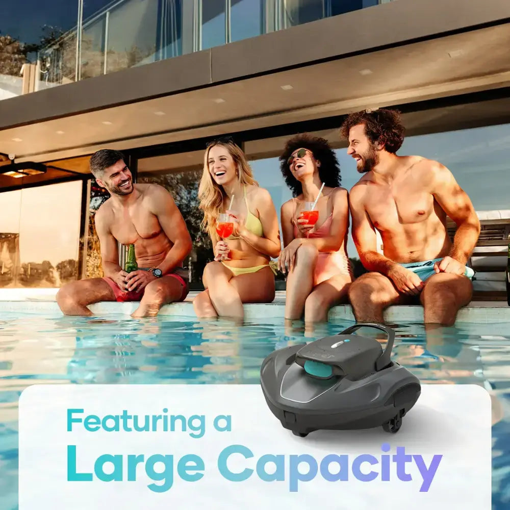 Aiper - SG 800B for Above Ground Pools 860sq.ft, 22GPM Suction Power Cordless Robotic Pool Vacuum - Gray