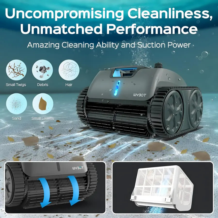 Wybot - C1 Pro Cordless Robotic Pool Cleaner for In-Ground Pools up to 1615sq.ft, Pool Vacuum with Infrared Sensors - Gray