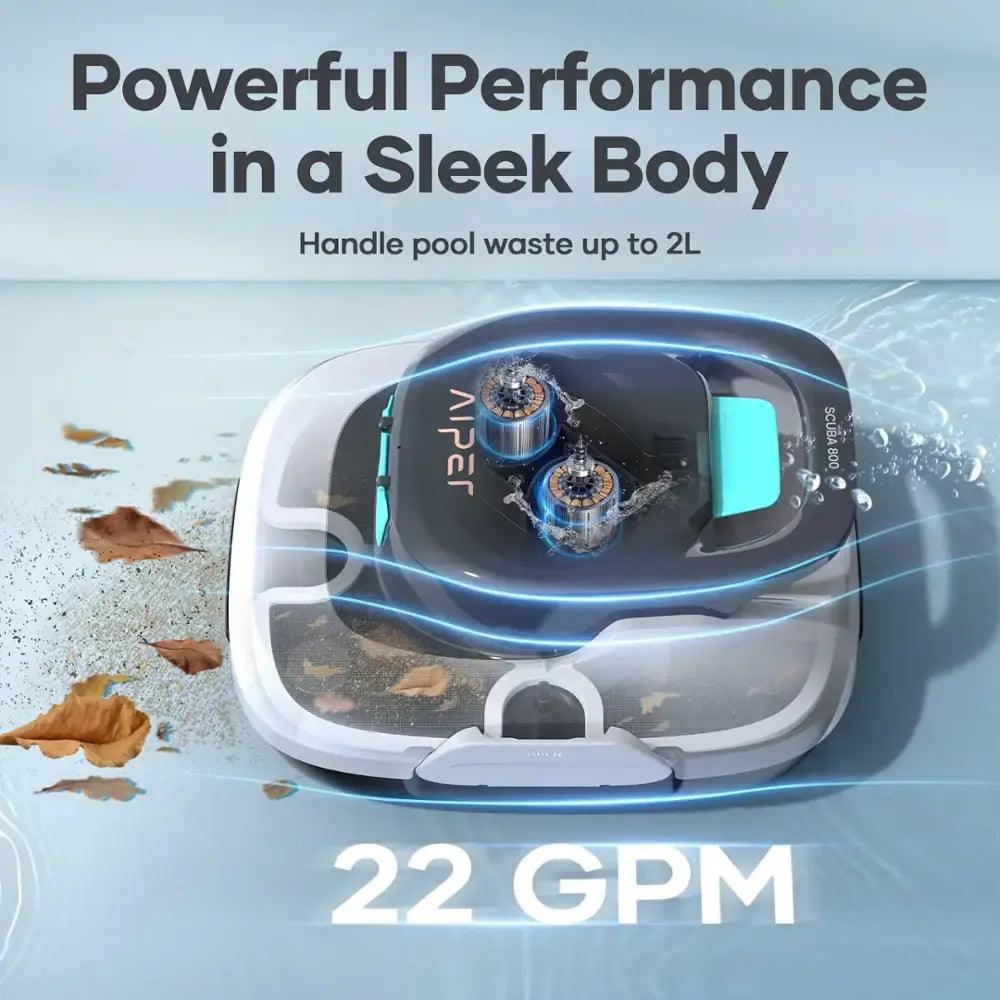 Aiper - Scuba 800 Cordless Robotic Pool Cleaner for Flat Above-Ground Pools up to 860sq.ft, Automatic Pool Vacuum - White