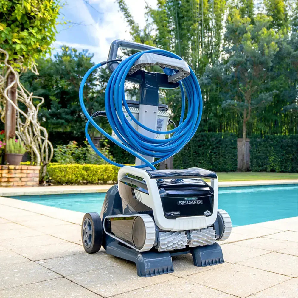 Dolphin - Explorer E70 Wi-Fi Automatic Robotic Pool Vacuum Cleaner w/ Included Caddy, Multi-Layer Filtration, Pool up to 50 FT - Wi-Fi Connectivity