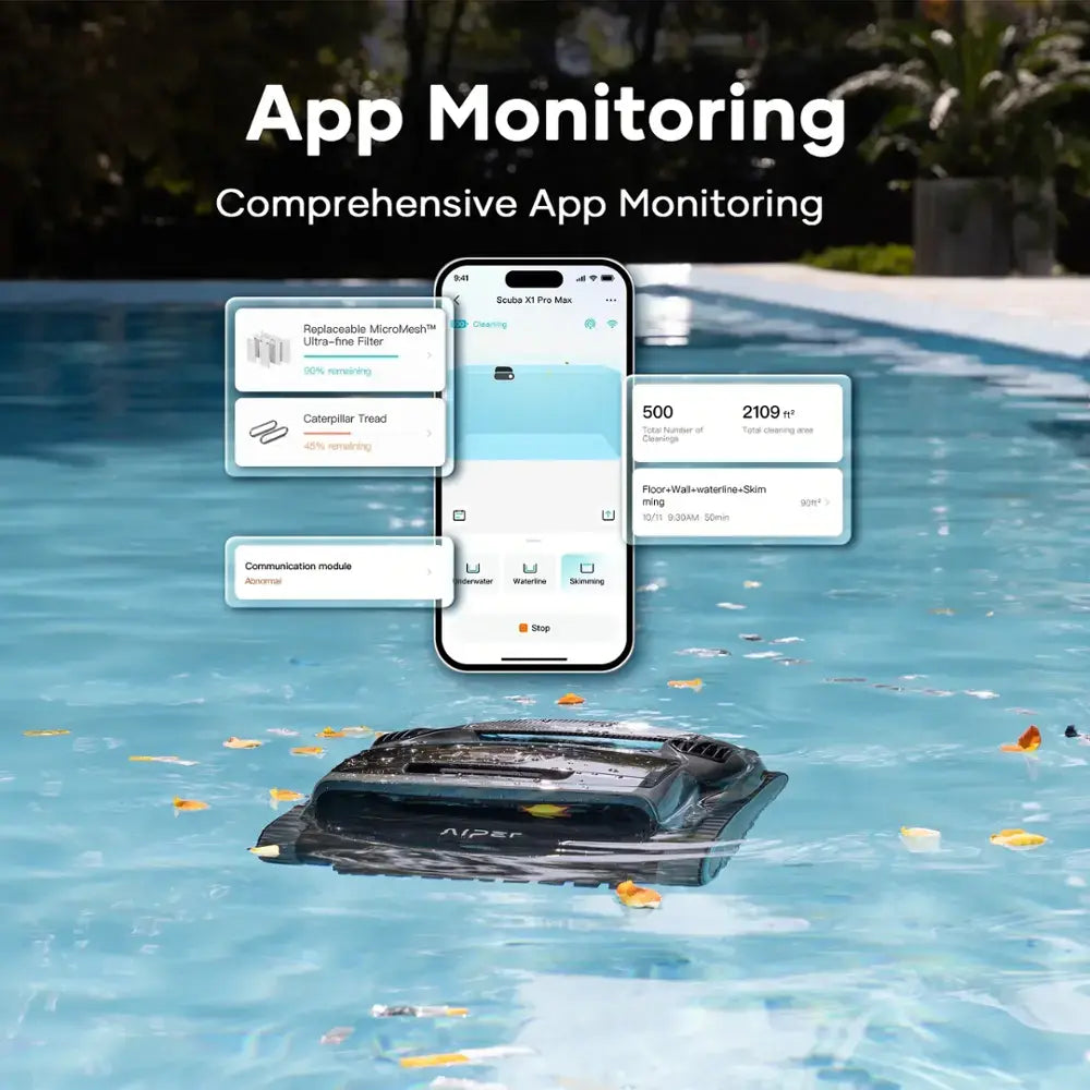 Aiper - Scuba X1 Pro Max: All-in-One Robotic Pool Cleaner with FlexiPath™ 2.0, OmniSense+™ 2.0, TVC Engine, and App Control - Gray