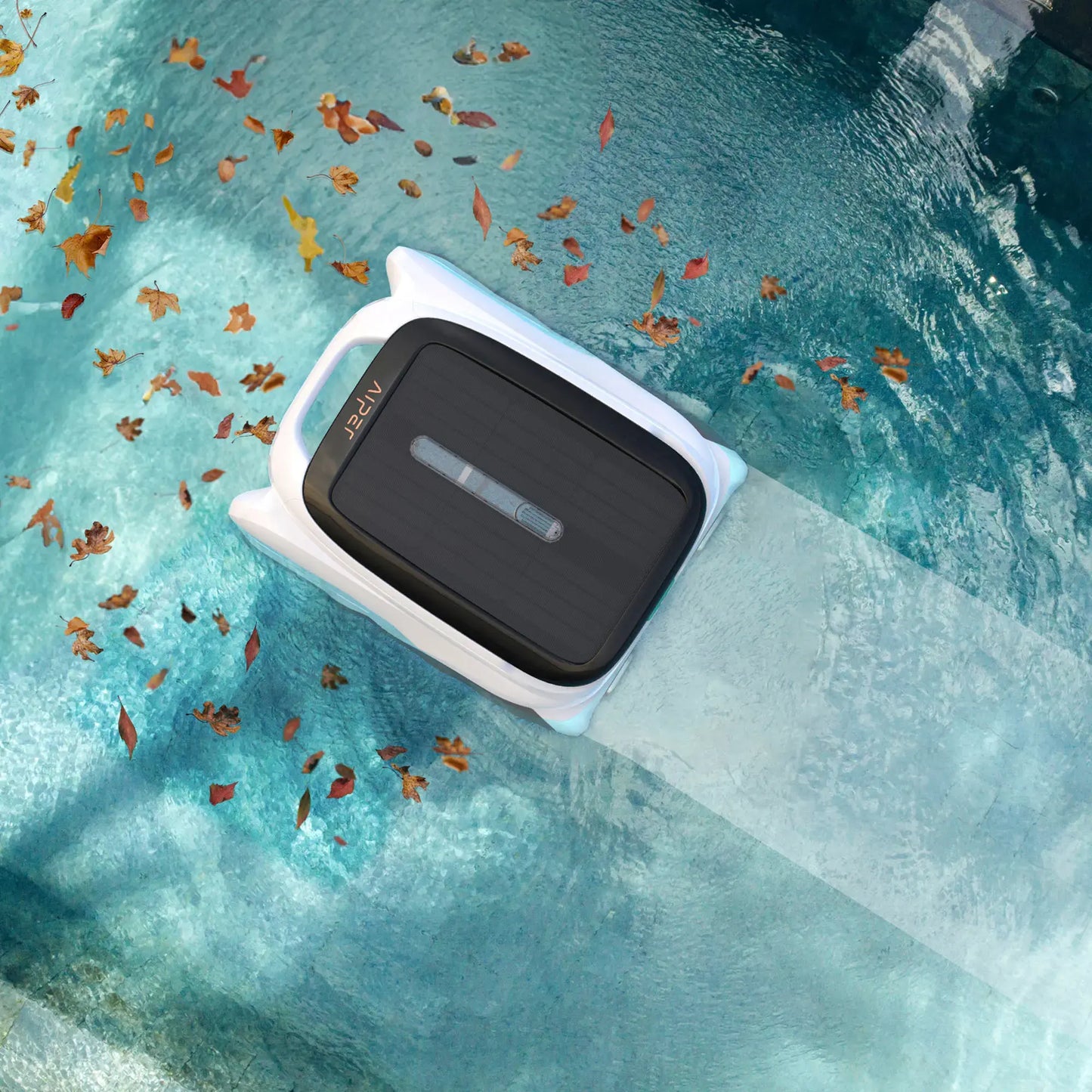 Aiper - Surfer M1 Solar Powered Automatic Robotic Pool Skimmer Cleaner, Lasts 12 Hours, App Control, Ultrasonic Detection - White