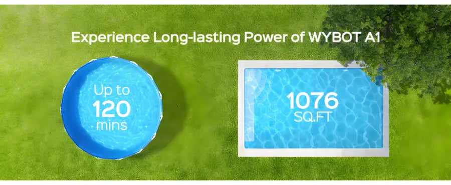 Wybot - A1 Cordless Robotic Pool Cleaner for In-Ground Pools up to 1076sq.ft, Pool Vacuum wiht Infrared Sensors - Black